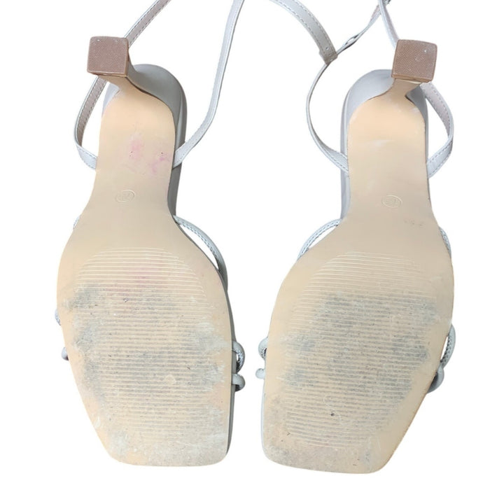 Lacigo Womens Size 7.5 Tan 3.5" Heel Ankle Strap Slingback Strappy Sandal Shoes
