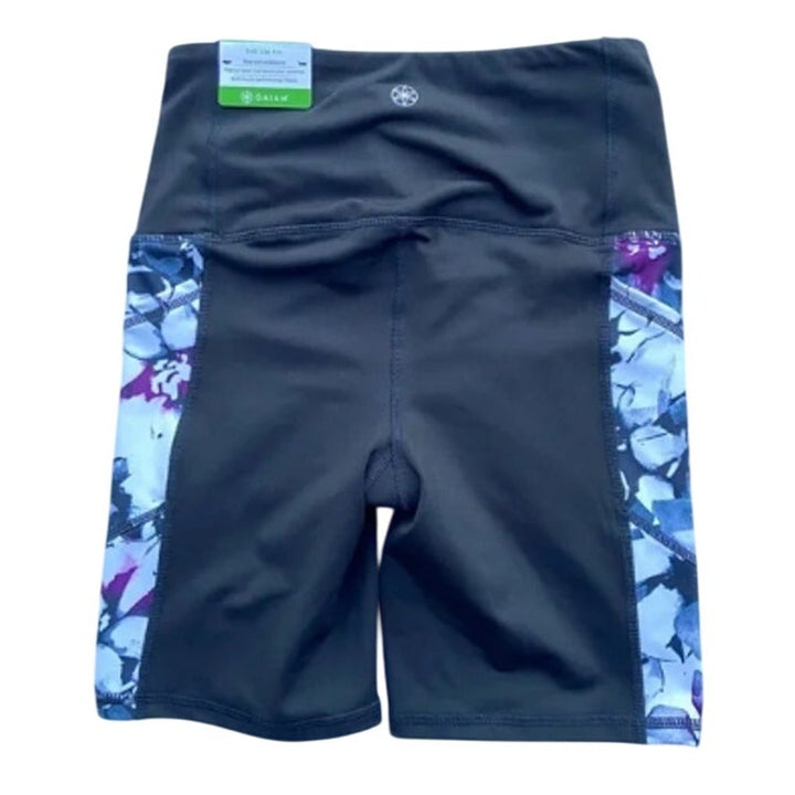 New Gaiam Womens XS Black Marbled Phone Pocket Stretch High-Rise Yoga Shorts