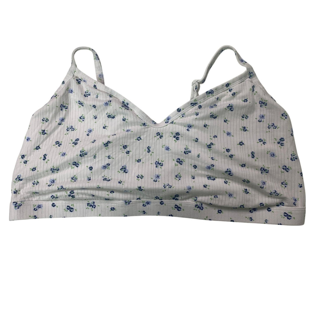New Aerie Womens XXL Floral Textured Stripe Thin Adjustable Strap Bralette Bra