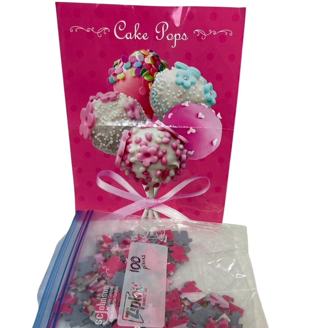 100 Piece Pink White Sweet Treat Floral Cake Pop Jigsaw Puzzle EUC Complete