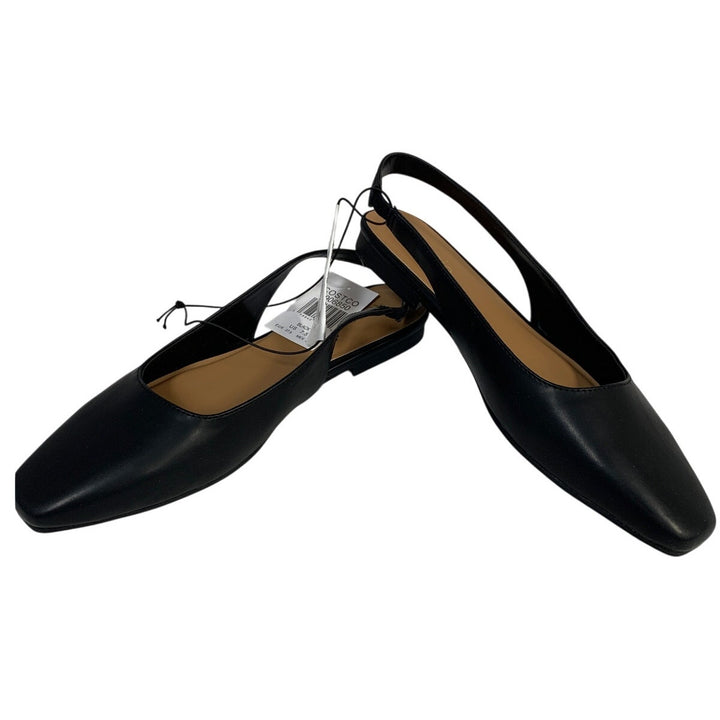 New Kensie Womens Size 7.5 Black Flats Sandal Closed Square Toe Slingback Shoes