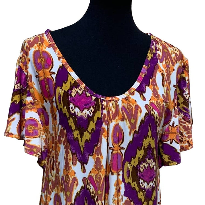 Gold Flava Womens Plus Size 18 PolyBlend Scoop Neck Ruffle Sleeve Flowy Blouse