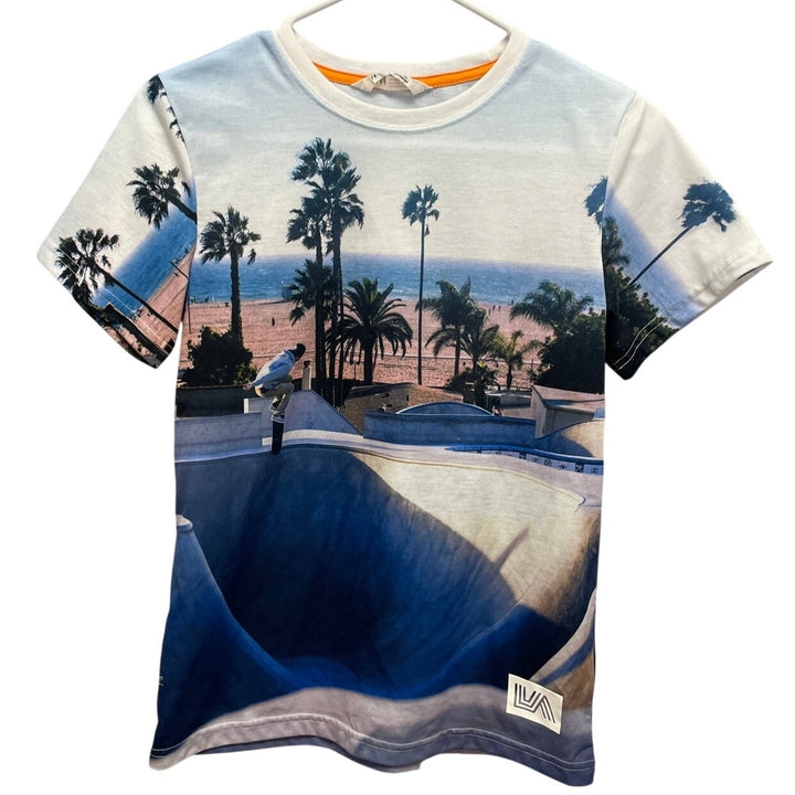 H&amp;M Boys 10/12 Skateboarding Half Pipe Palm Tree Beach Short Sleeve Tee