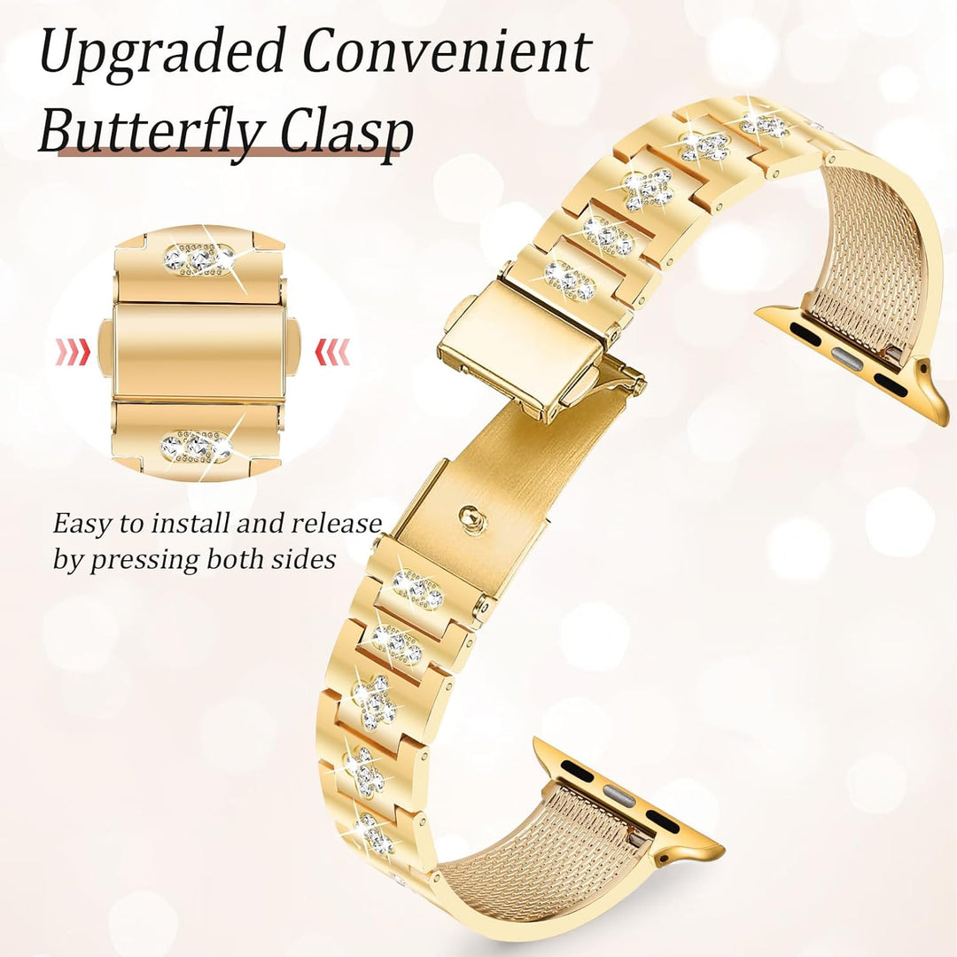New Newlibery Gold Toned 38mm Four Leaf Clover Apple iWatch Replacement Band