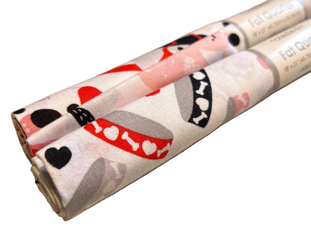 13 New Create It 18"X21" Valentine Puppy Dog Bowl Quilt Fabric Fat Quarter FQs