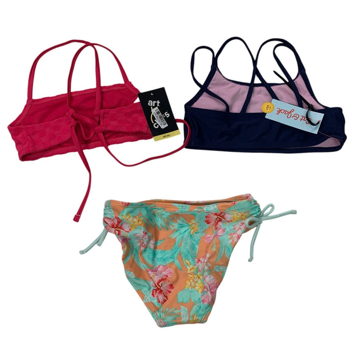 New Cat &amp; Jack Art Class Girls Medium 2 Bikini Swim Tops Bottoms Swimsuit Set