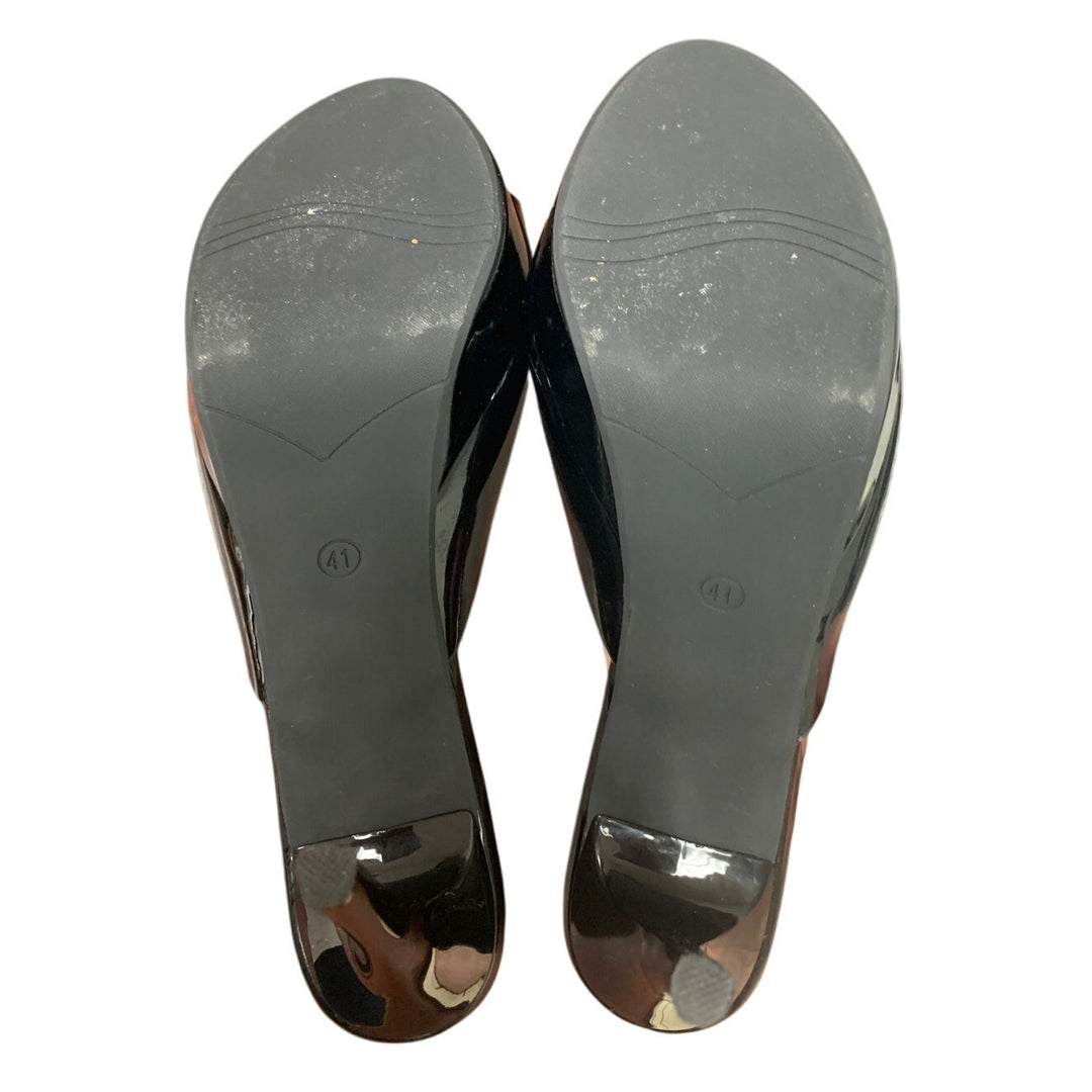 Moermashi Womens Size 8.5 Black Faux Leather Peep Toe 5" Heel Platform Shoes
