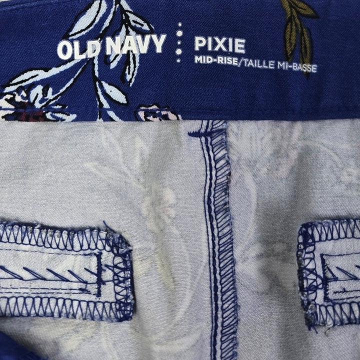 Old Navy Womens 8 Midrise Pixie Stretch Cotton Floral Latch &amp; Eye Jeans