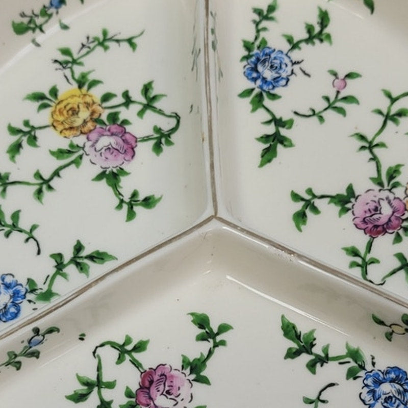 Vintage Made In Japan Floral Vine Fine China Hand Painted Teardrop Plate Dish