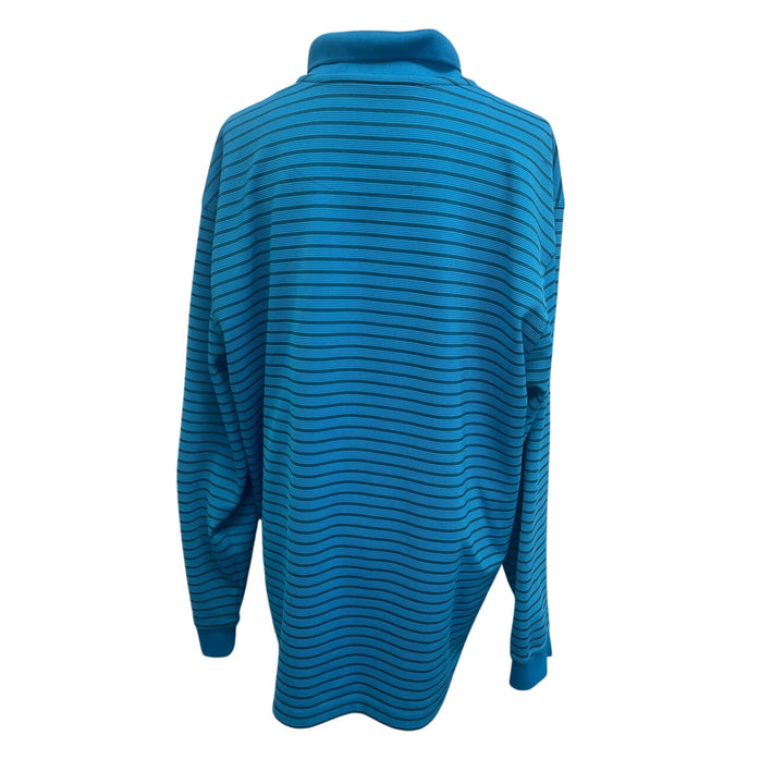 PGA Tour Mens XXL Long Sleeve Striped 3 Button Collared Golf Polo Shirt