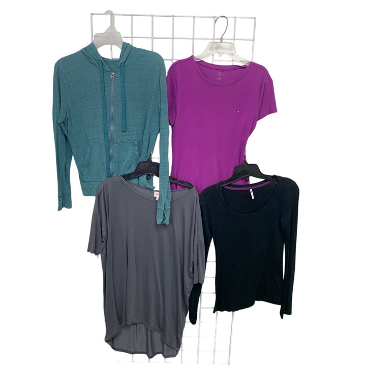 Lot of 4 Tommy Hilfiger Tresics Lularoe Womens Small Tee Hoodie Crew Neck Shirts