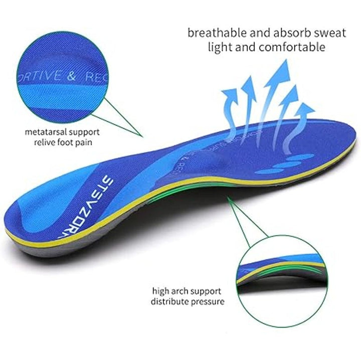 New Stsvzorr Mens Size 7 Blue High Arch Support Metatarsal Pad Shoe Inserts