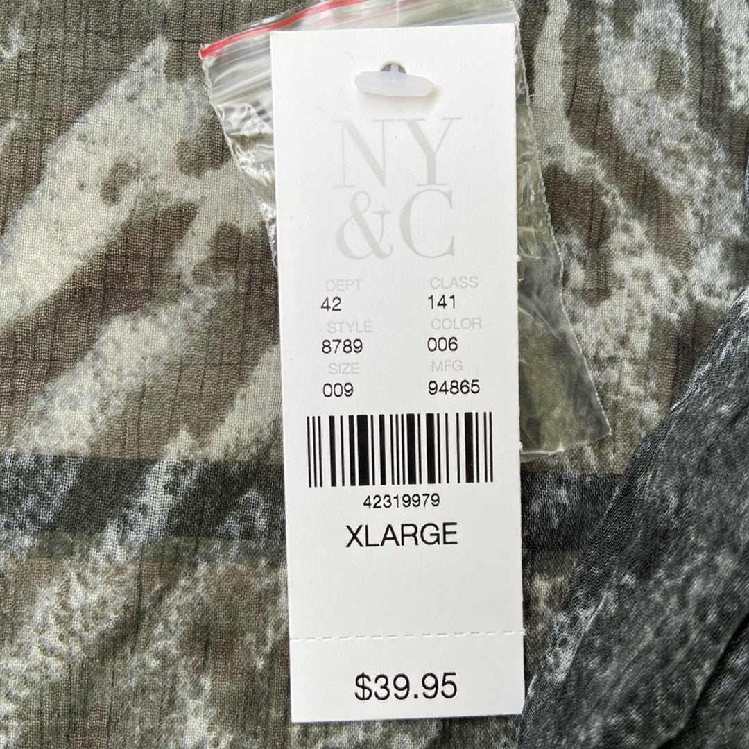 NWT New New York &amp; Co Womens XL Animal Print 3/4 Sleeve Sheer Blouse