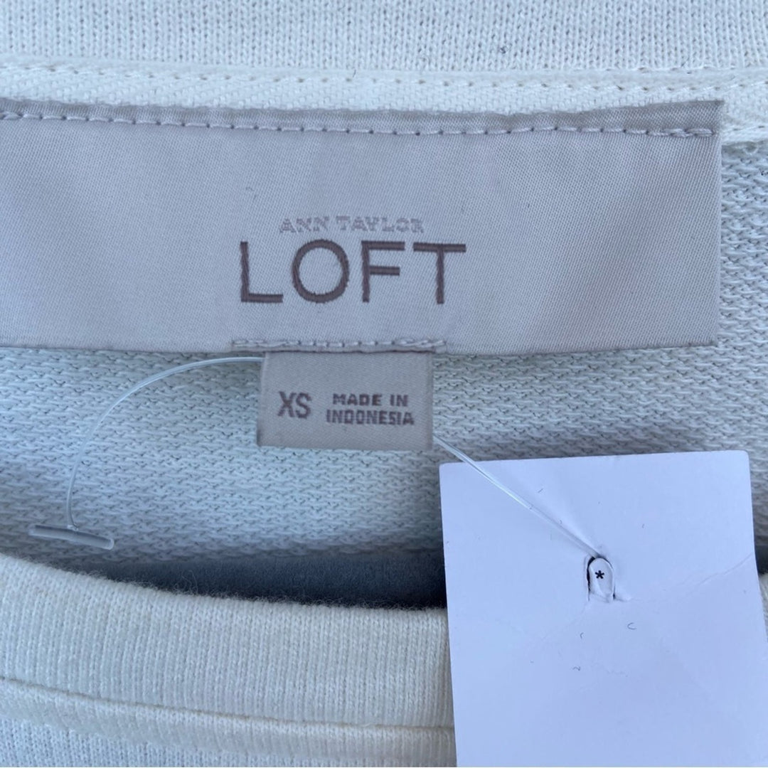 NWT New Loft Womens XS Cotton Blend Amour Long Sleeve Crew Neck Sweater
