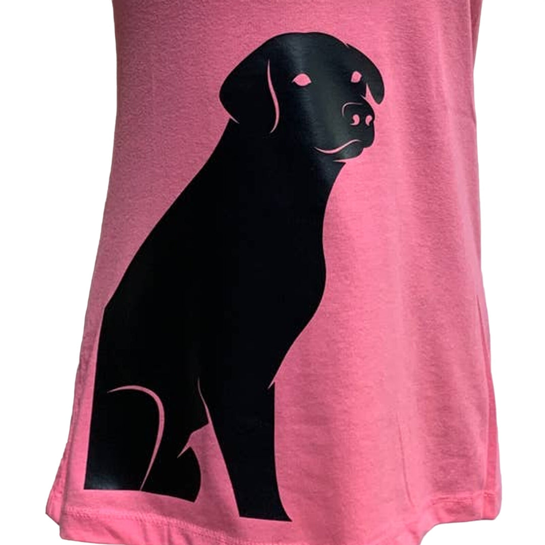 New Womens Large Hand Printed Black Lab Puppy Dog V-Neck Cotton Blend Tee Shirt
