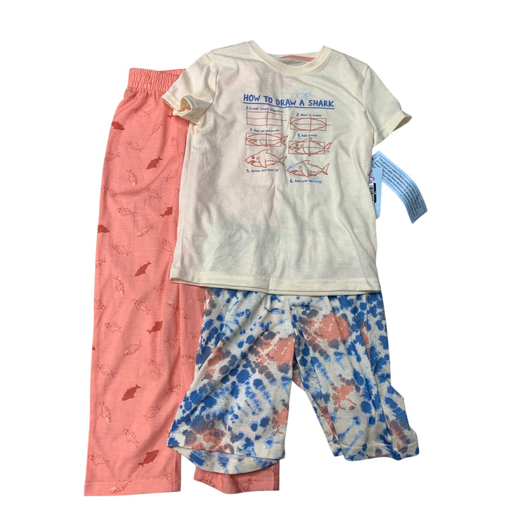 New Cat &amp; Jack Boys Small (6/7) 3 Piece How to Draw A Cool Shark Sleepwear Set