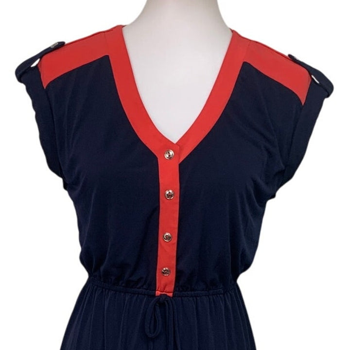 Enfocus Studio Womens Size 4 Short Sleeve V Neck Faux Button Blouson Dress