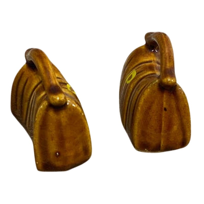 Vintage Ceramic Cowboy Saddlebag Suitcase Handbag Purse Salt Pepper Shakers Set