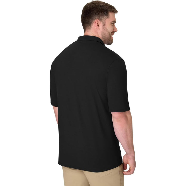 Hanes Mens 4XL Black PolyCotton X-Temp Classic Short Sleeve Polo Shirt
