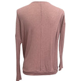 Womens Size Large Pink Lightweight Ribbed Rayon PolyBlend Long Sleeve Sweater