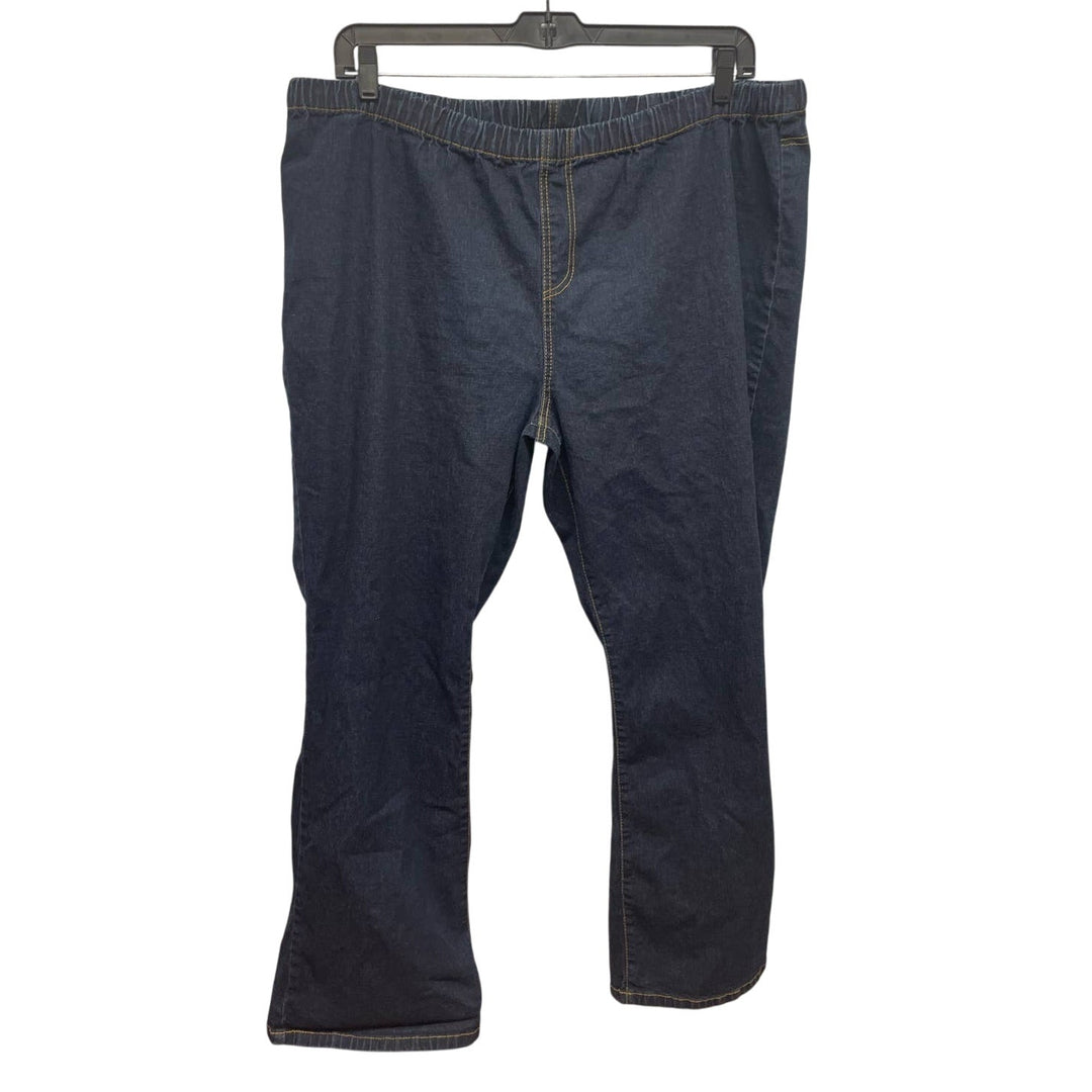 DG2 by Diane Gilman 3X Black Ramie Cotton Blend Stretchy Elastic Waist Jeans