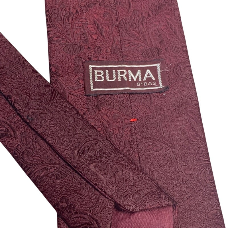 Vintage Burma Bibas Wine Red Paisley Polyester Wide Mens Neck Tie