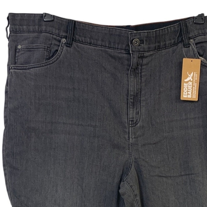 New Eddie Bauer Womens Cinder Black Boyfriend Flannel Lined Cotton Denim Jeans