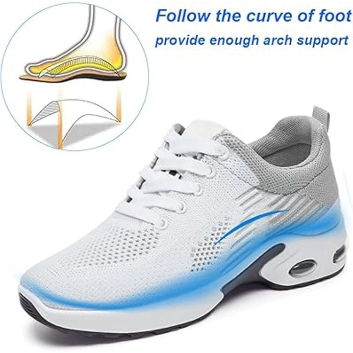 Padgene Womens Size 10 White Gray Breathable Mesh Lace Up Athletic Sneaker Shoes