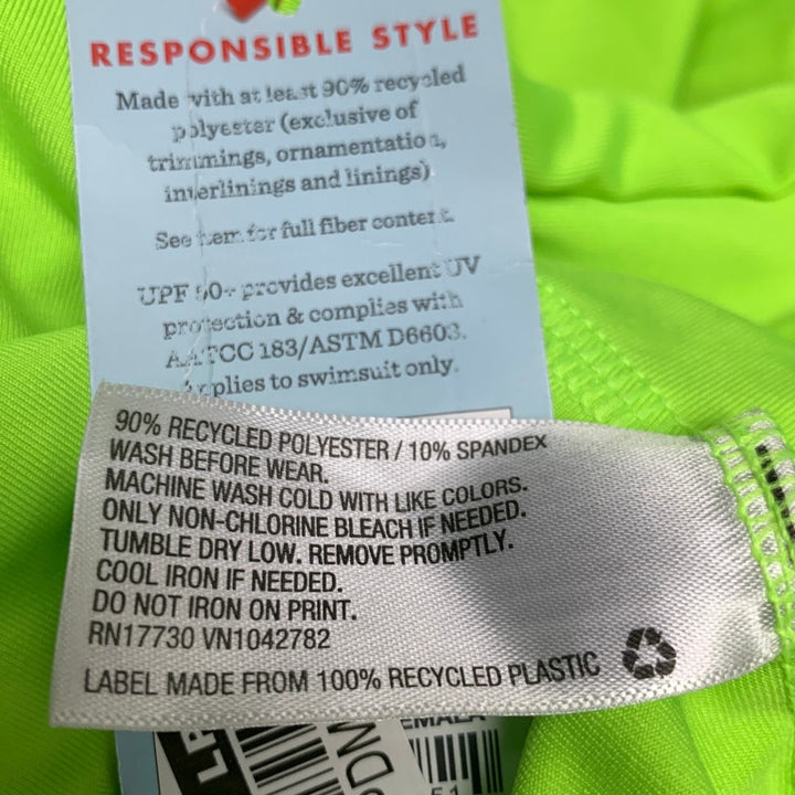 New Cat &amp; Jack Boys XS (4/5) Long Sleeve Neon Green UPF 50+ Swim Swimming Shirt