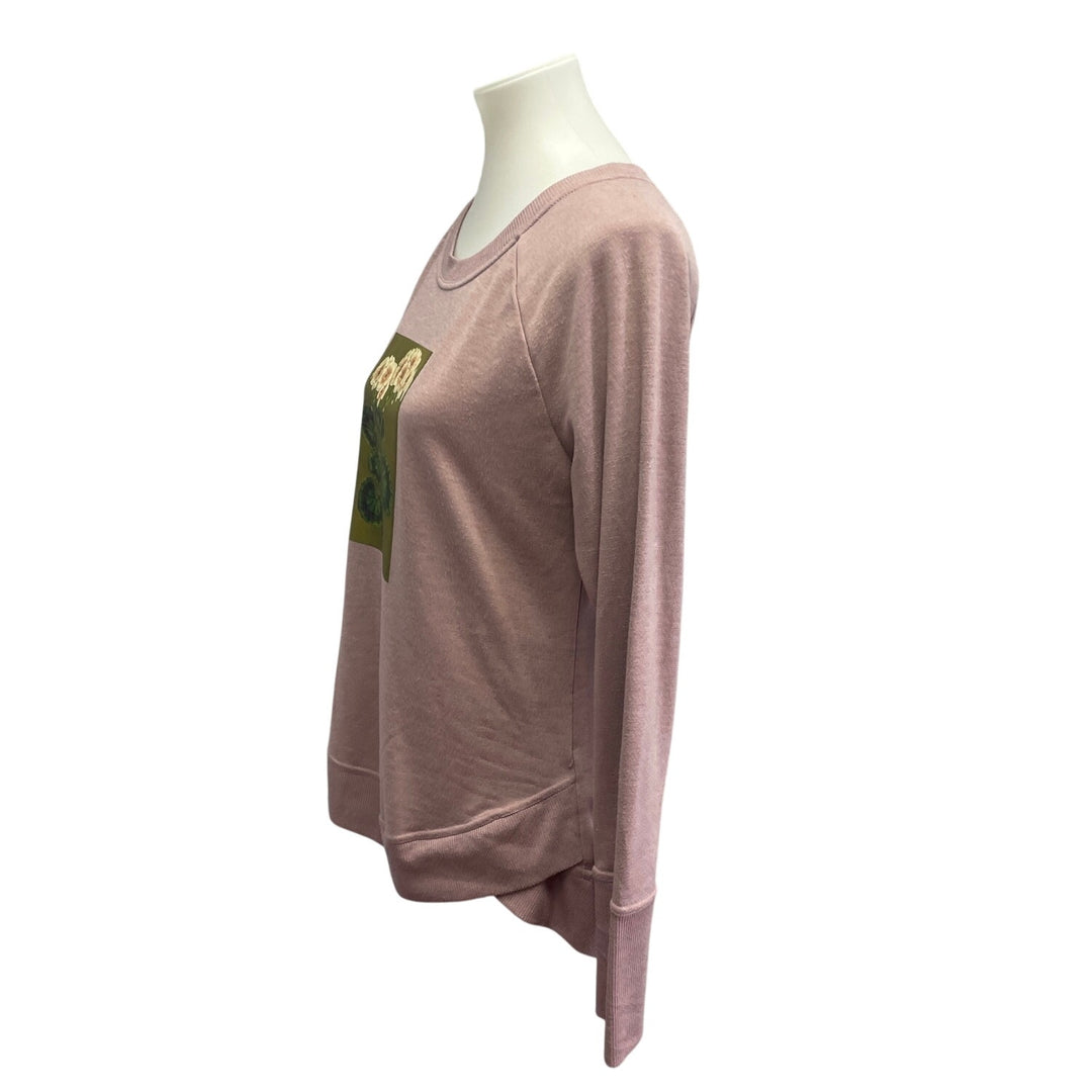 Hand Printed Upcycled Womens Medium Vintage Book Flower Lightweight Sweatshirt