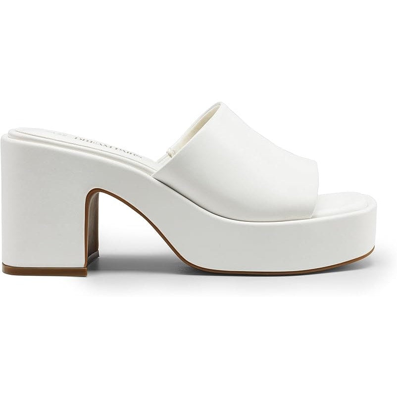 New Dream Pairs Womens 7.5 White 3.5" Chunky Heel Slide On Open Toe Mule Shoes