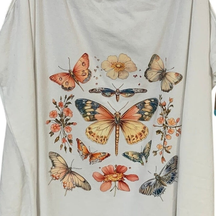 New Hand Printed Women 3X Vintage Floral Butterfly Dragonfly Thin Strap Tank Top