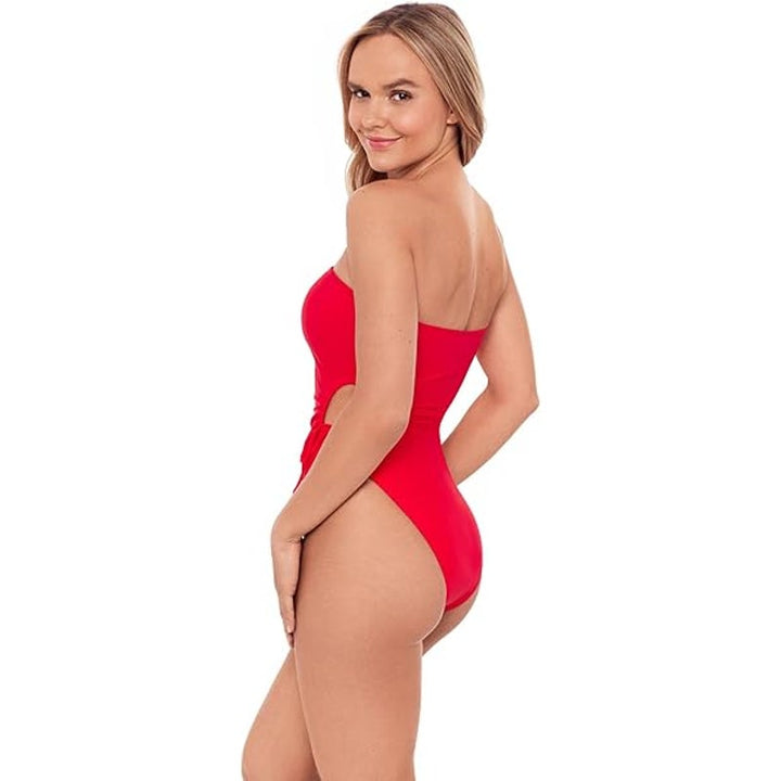 New Sports Illustrated Womens Large Strapless Adjustable Side One Piece Swimsuit