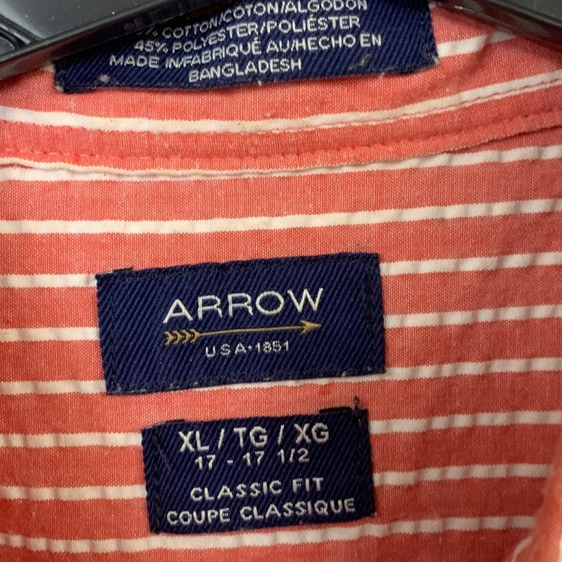 Lot of 2 Arrow Mens XL CLassic Fit Striped Long Sleeve Button Down Shirts