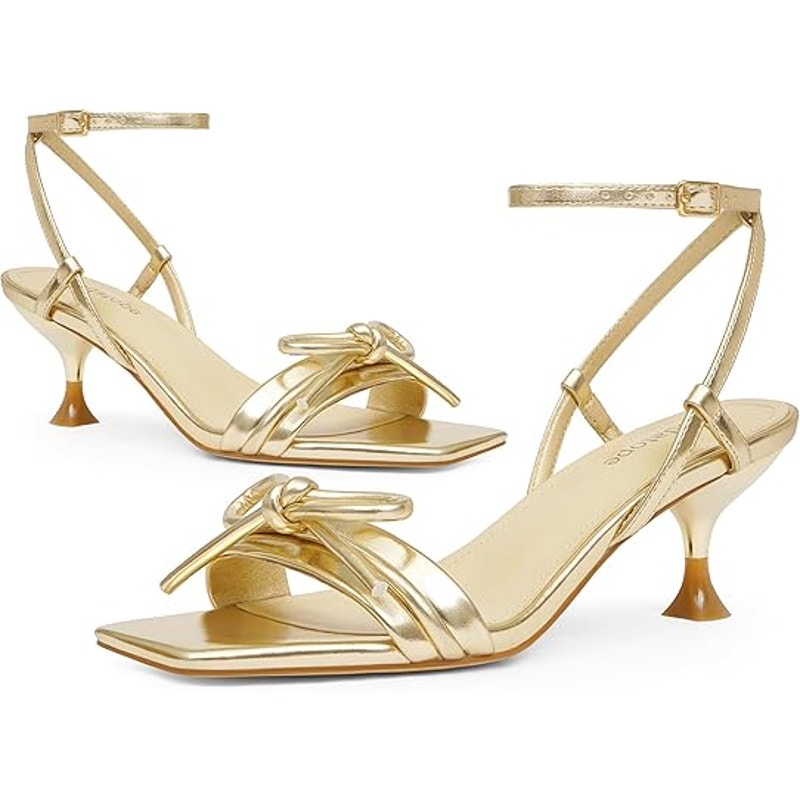 Modatope Womens Size 11 Shiny Gold Open Toe 3" Heel Ankle Strap Sandal Shoes