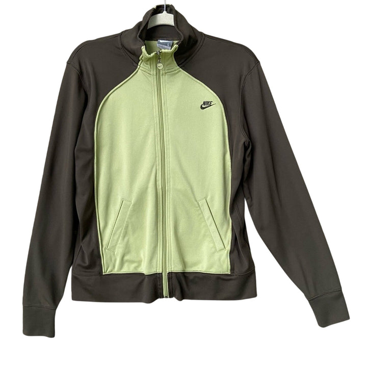 Nike Womens Large 100% Polyester Full Zip Long Sleeve Gray Athletic Jacket