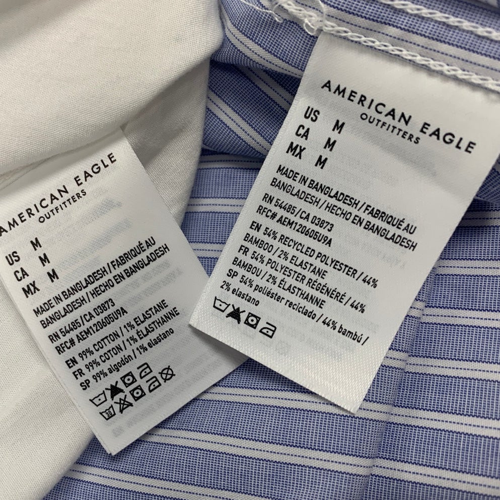 2 New American Eagle Mens Medium Long Sleeve Collared Button Up Shirts