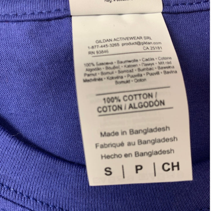 New Hand Printed Womens Small Blue Save The Earth World Short Sleeve Tee Shirt