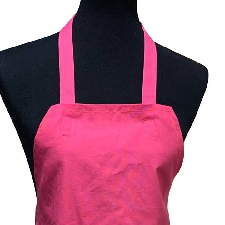 Handmade Hot Pink w Blue Pocket Craft Kitchen Smock Long Apron w Ties in Back