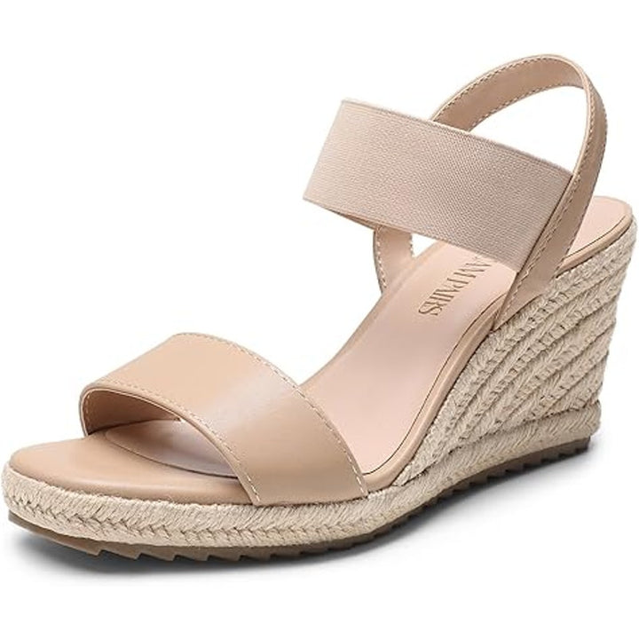 Dream Pairs Womens Size 8 Tan Open Toe Espadrille Platform 3.5" Heel Sandals