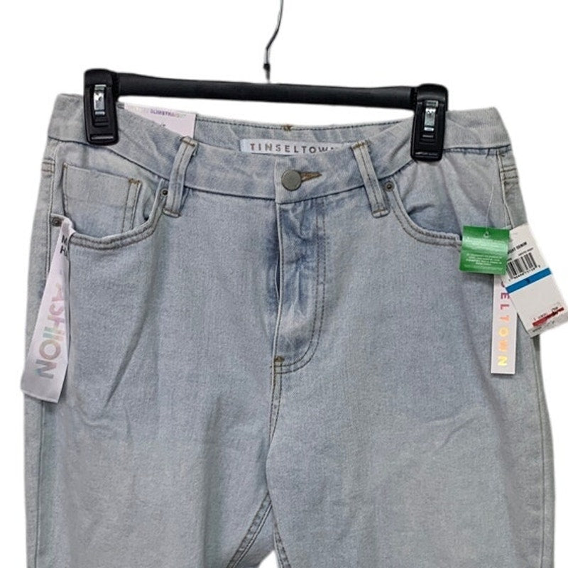 New Tinseltown Juniors Size 9 High Rise Slim Lite Wash Straight Denim Blue Jeans