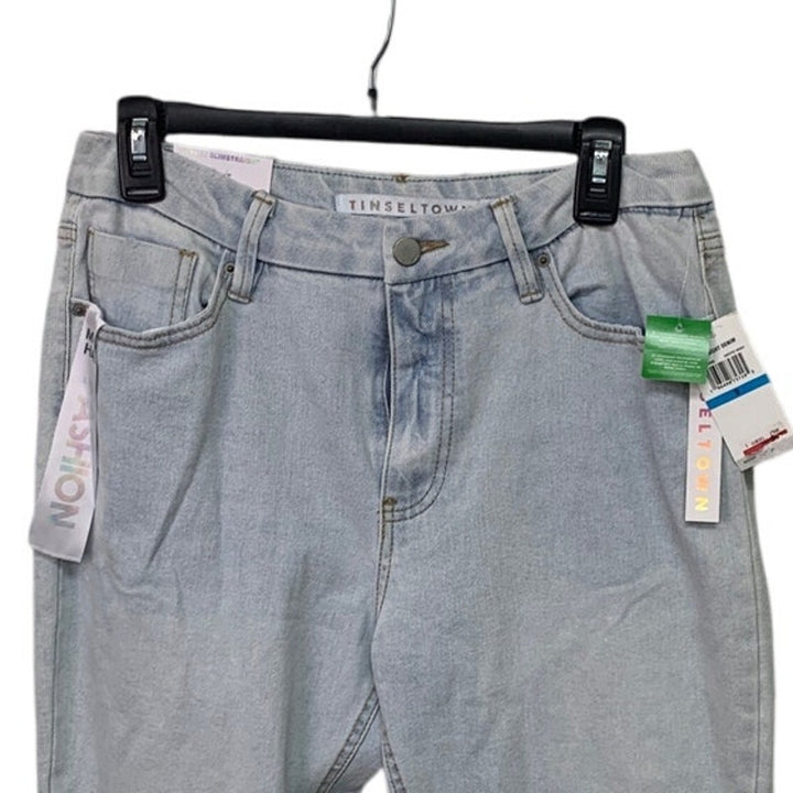 New Tinseltown Juniors Size 9 High Rise Slim Lite Wash Straight Denim Blue Jeans
