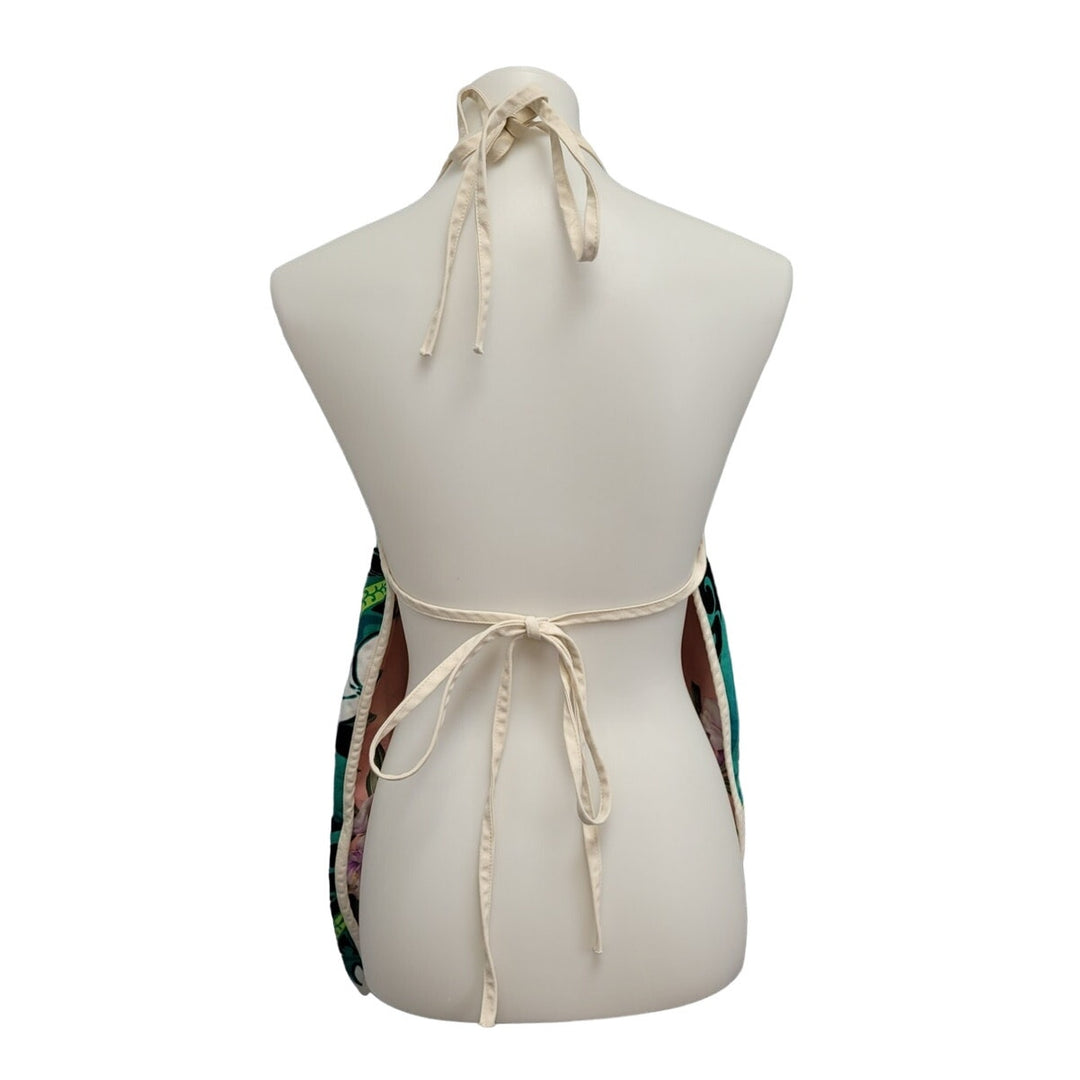Local Design Made In Hawaii Womens Reversible Floral Craft Apron w Pockets