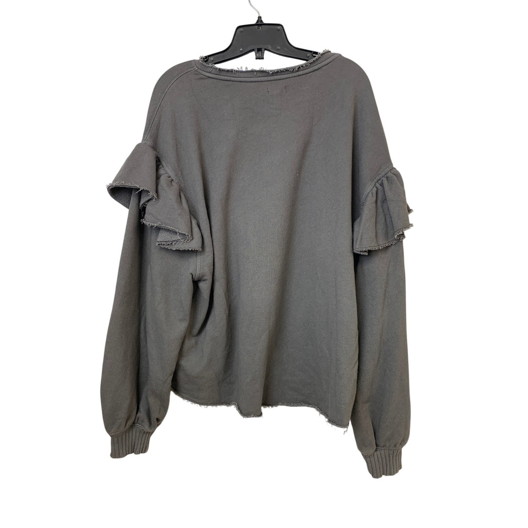 New Hand Printed Womens Small Wild Mushroom Fungalcore Boho Ruufled Sweatshirt