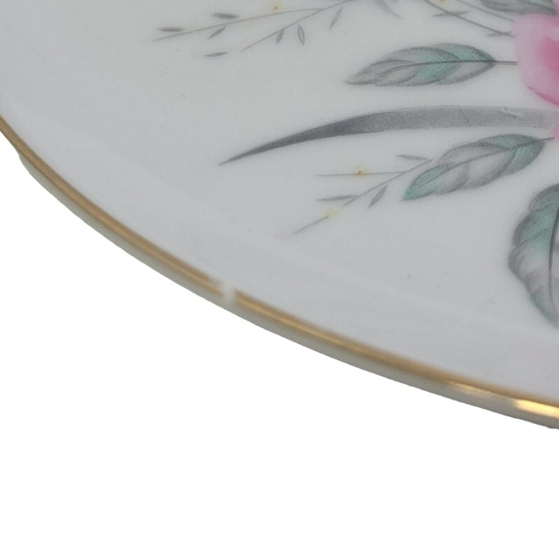 2 Vintage Golden Rose Flower Gold Rim Fine China Japan Large Dinner Plates