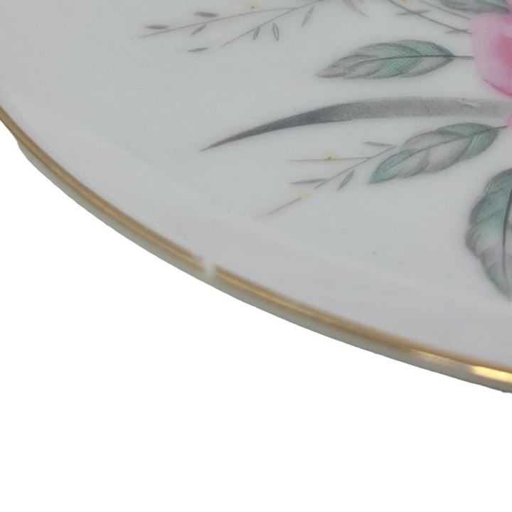 2 Vintage Golden Rose Flower Gold Rim Fine China Japan Large Dinner Plates