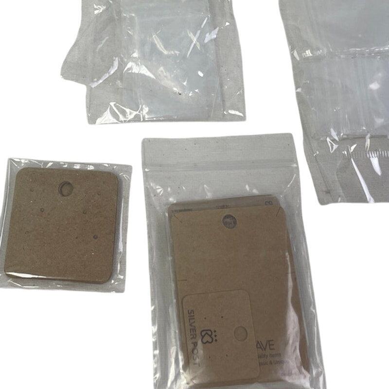 Lot of 100+ Blank New Plastic Cardboard Jewelry Earrings Cards Bags Packaging