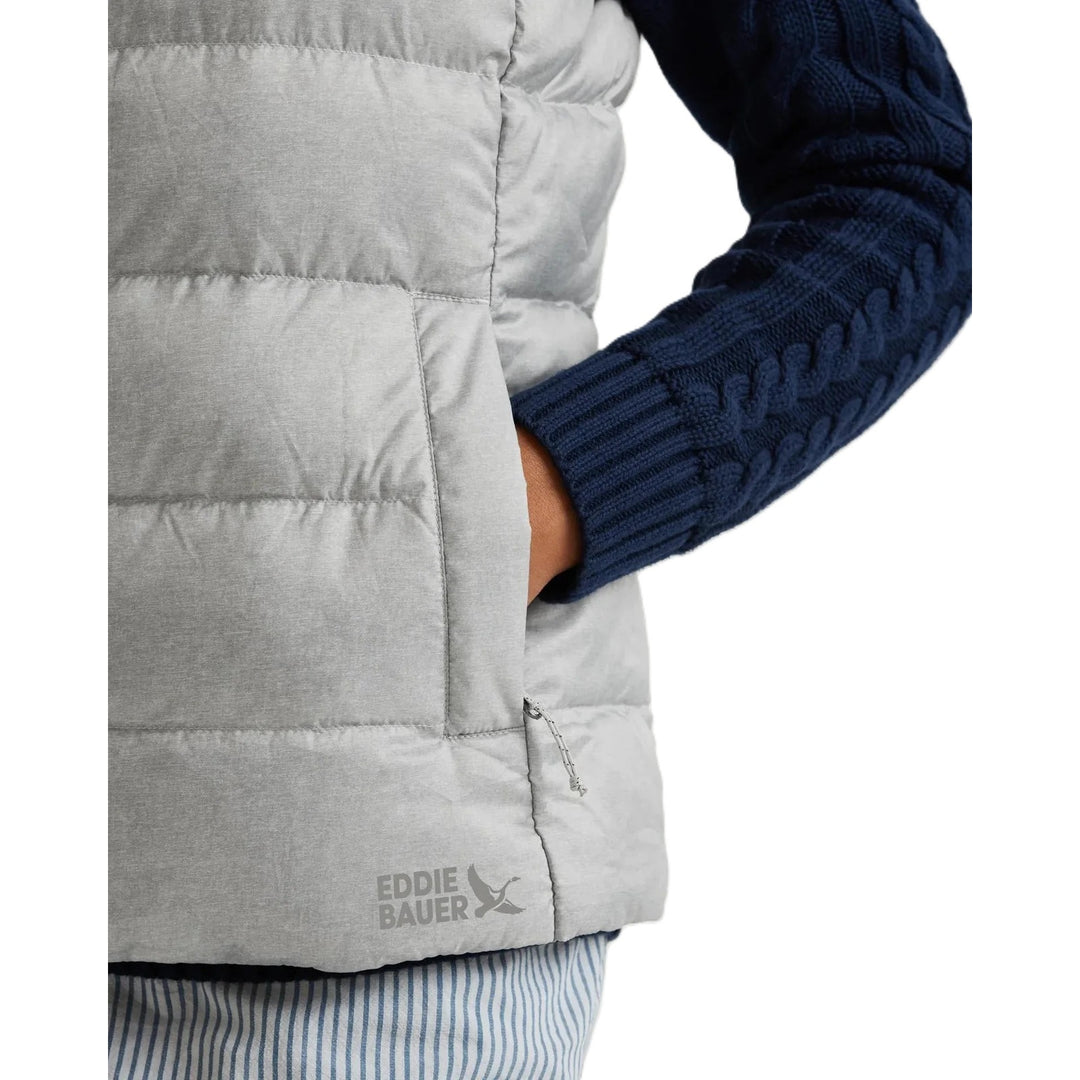 New Eddie Bauer Womens Light Gray CirrusLite 650FP Down Zip Up Puffer Vest
