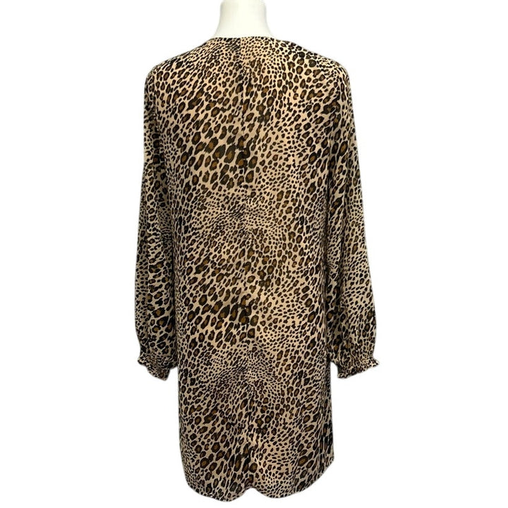 Time And Tru Womens Small Leopard Spots Long Sleeve V Neck Sheath Dress
