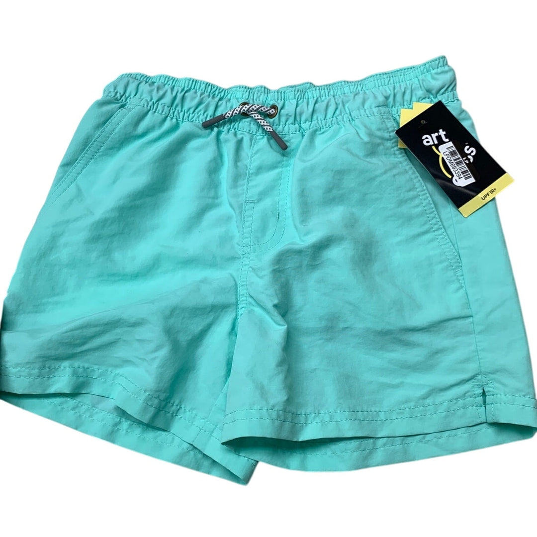 2 New Art Class Boys Medium Green Gray Drawstring Waist UPF 50+ Swim Trunks